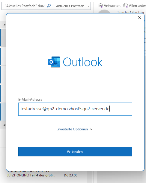 Mailkonto in Outlook hinzufügen